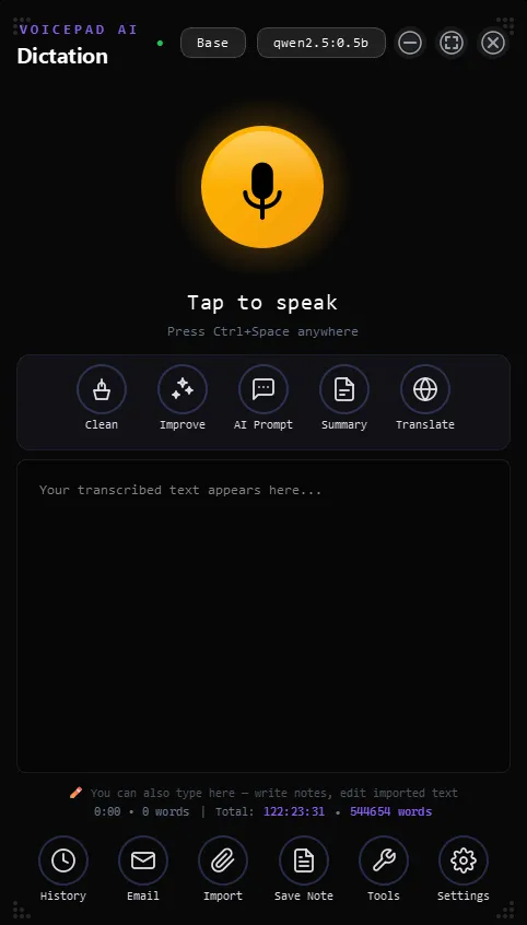 VoicePad diktiert unter Windows