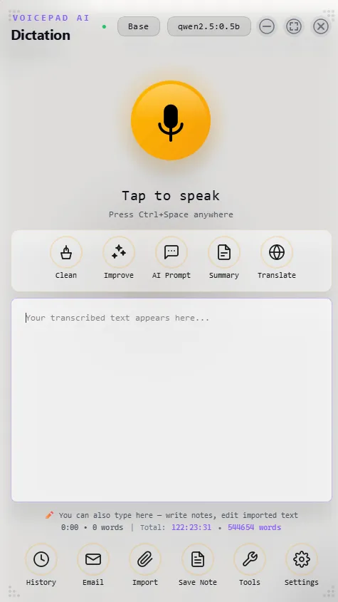 VoicePad diktiert unter Windows